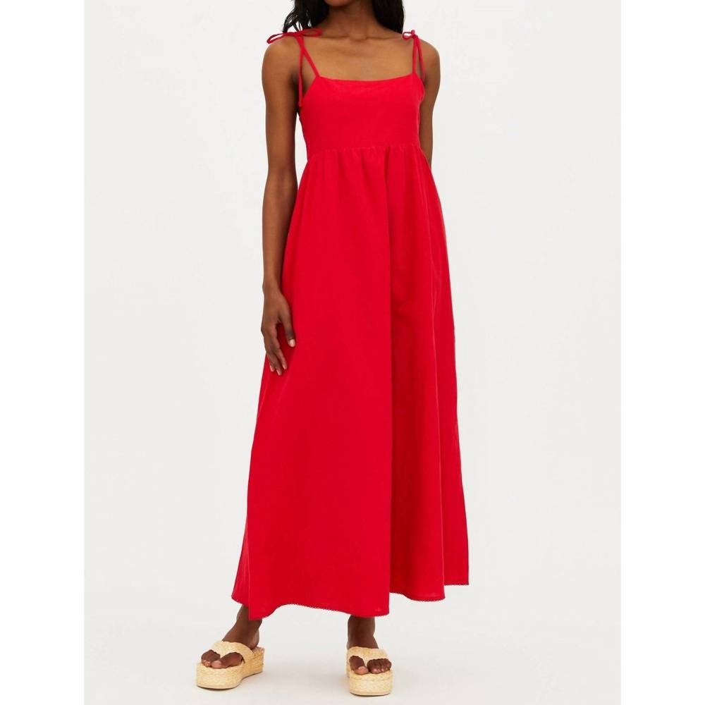 NEW BEACH RIOT valory maxi dress in red linen